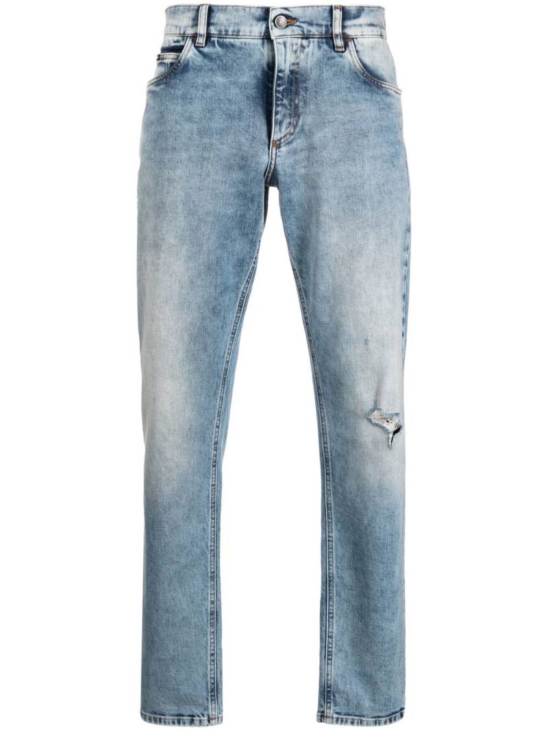 Dolce & Gabbana logo-plaque straight-leg jeans - Blue von Dolce & Gabbana