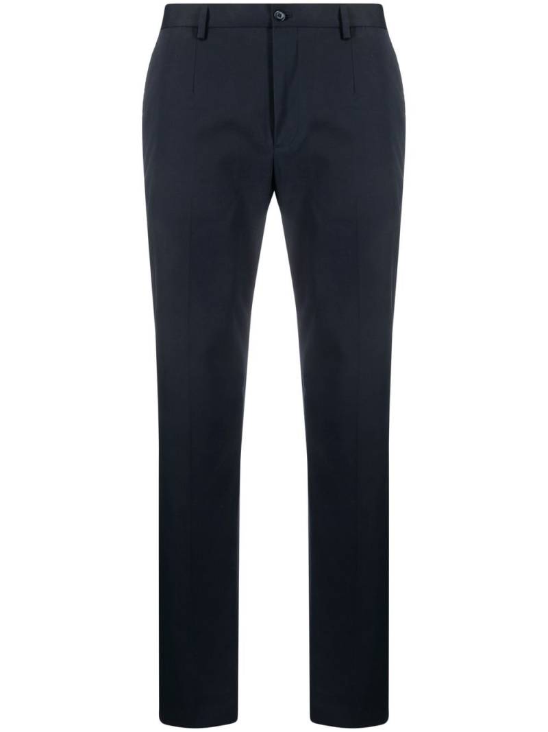 Dolce & Gabbana logo-plaque stretch cotton trousers - Blue von Dolce & Gabbana