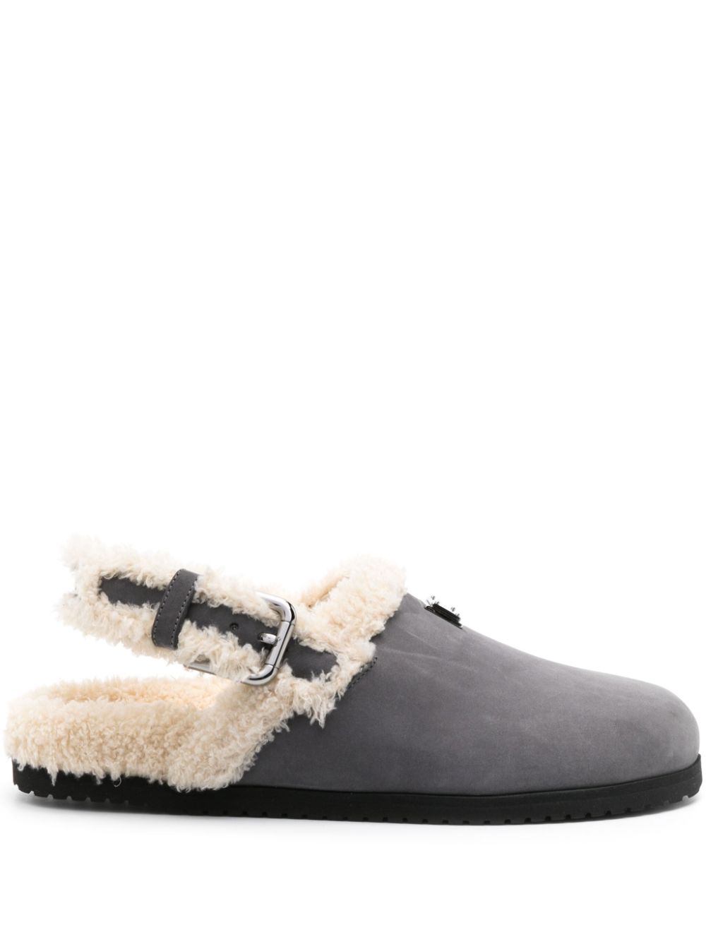 Dolce & Gabbana logo-plaque suede mules - Grey von Dolce & Gabbana