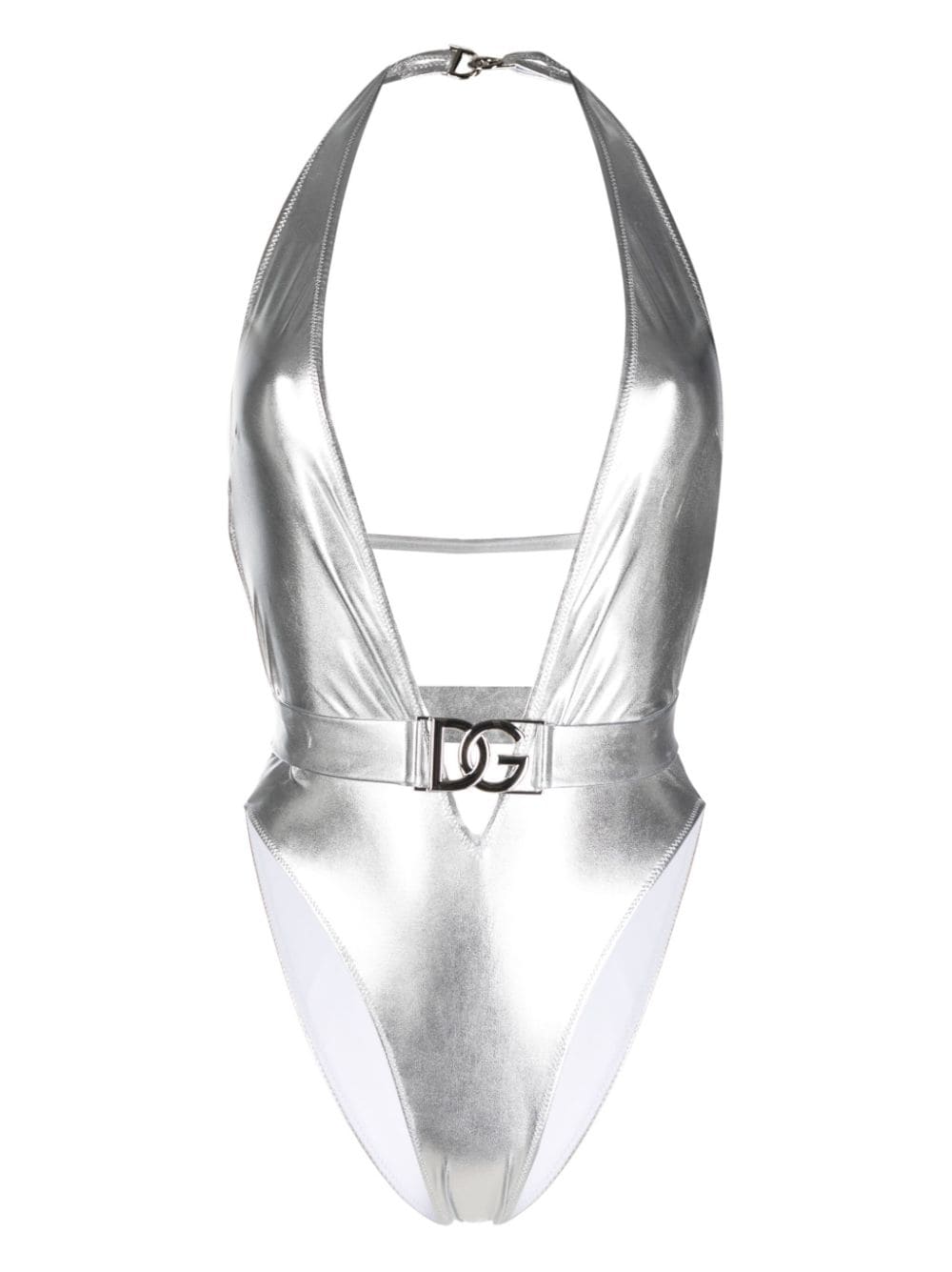 Dolce & Gabbana logo-plaque swimsuit - Silver von Dolce & Gabbana