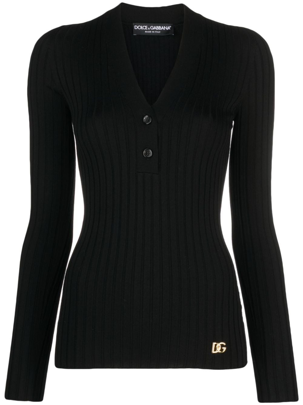 Dolce & Gabbana logo-plaque wool-blend top - Black von Dolce & Gabbana