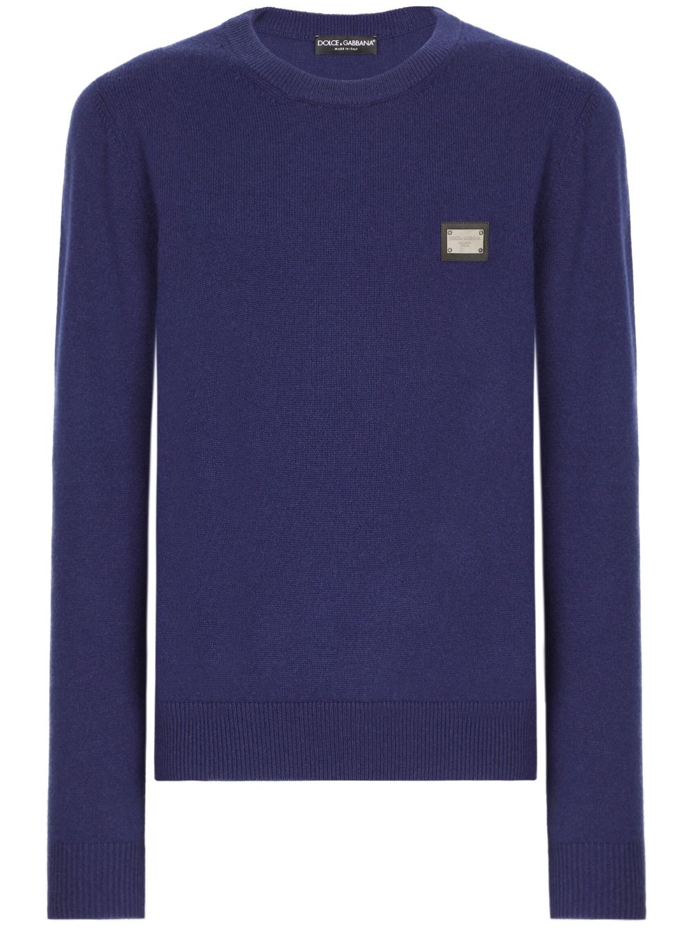 Dolce & Gabbana logo-plaque wool jumper - Blue von Dolce & Gabbana