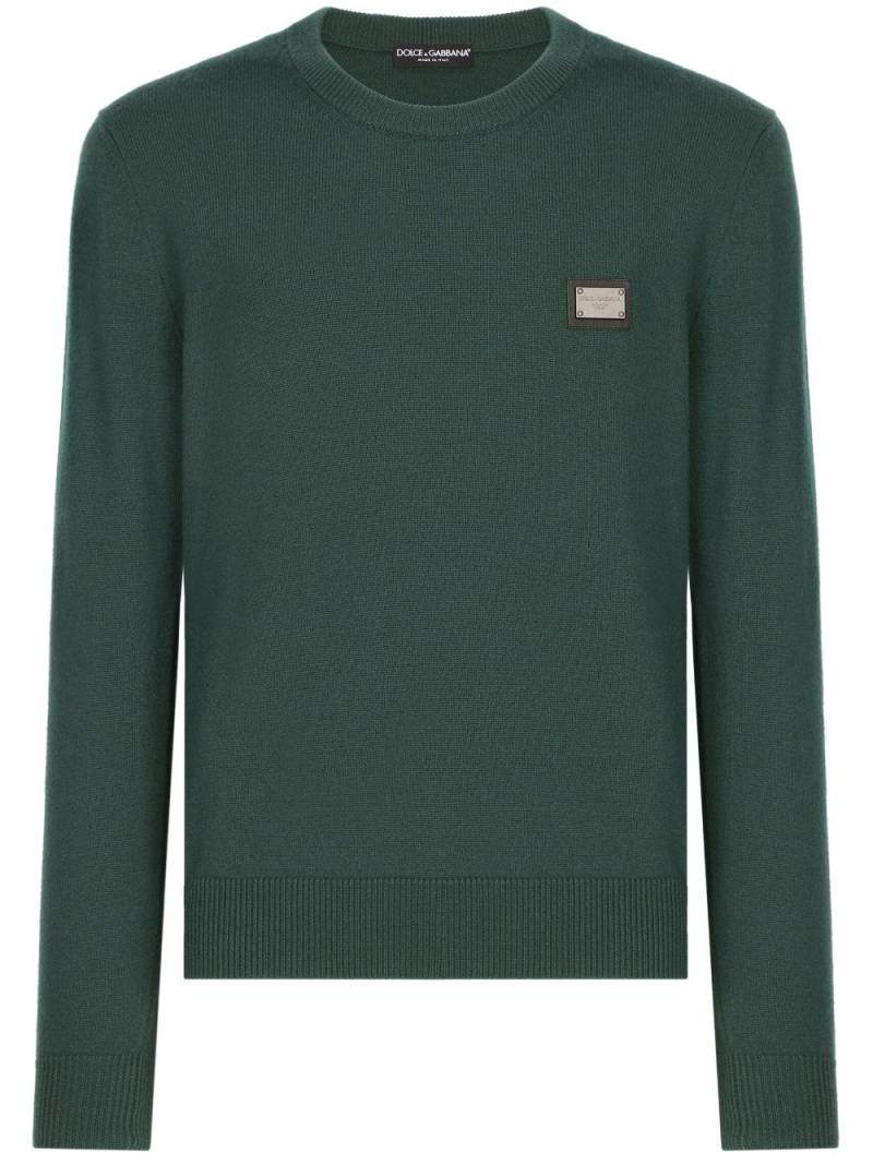 Dolce & Gabbana logo-plaque wool jumper - Green von Dolce & Gabbana