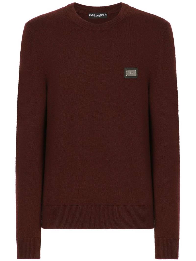 Dolce & Gabbana logo-plaque wool jumper - Red von Dolce & Gabbana