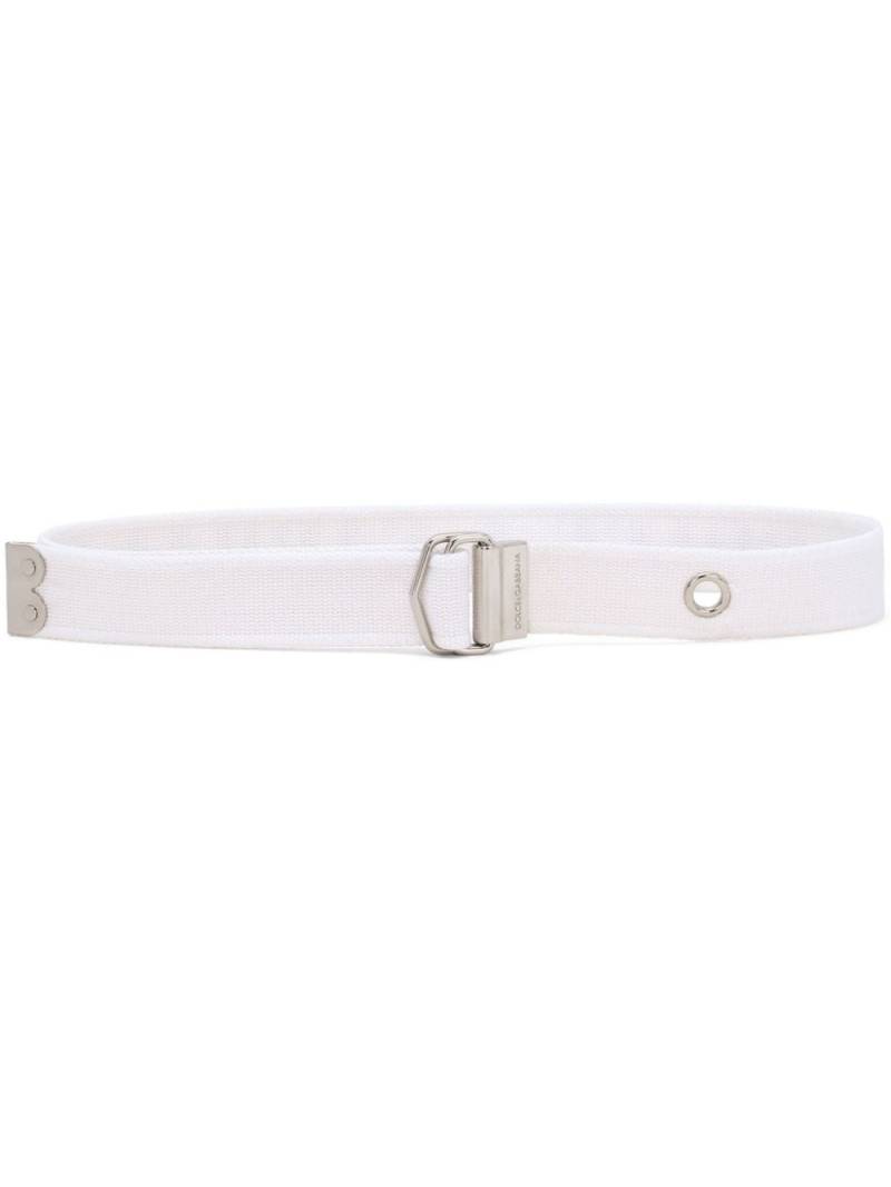 Dolce & Gabbana logo-print buckled belt - White von Dolce & Gabbana