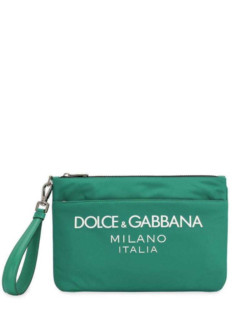 Dolce & Gabbana logo-print clutch bag - Green von Dolce & Gabbana