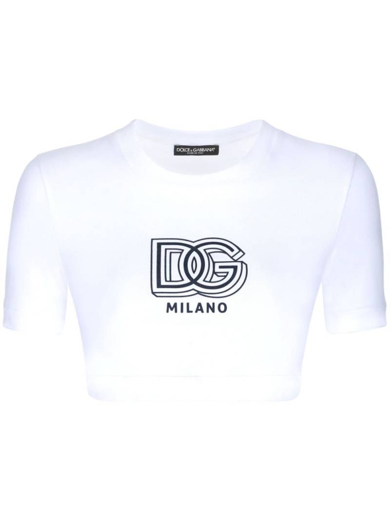 Dolce & Gabbana logo-print cotton-blend T-shirt - White von Dolce & Gabbana