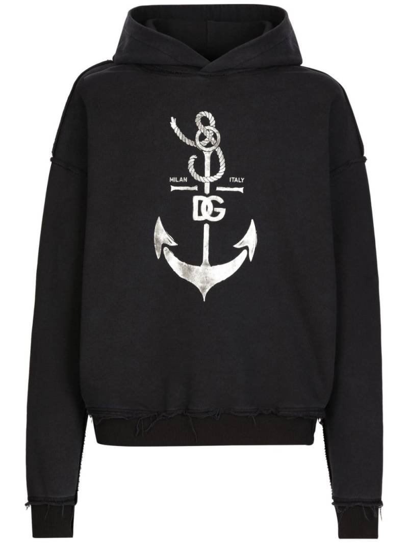 Dolce & Gabbana logo-print cotton hoodie - Blue von Dolce & Gabbana