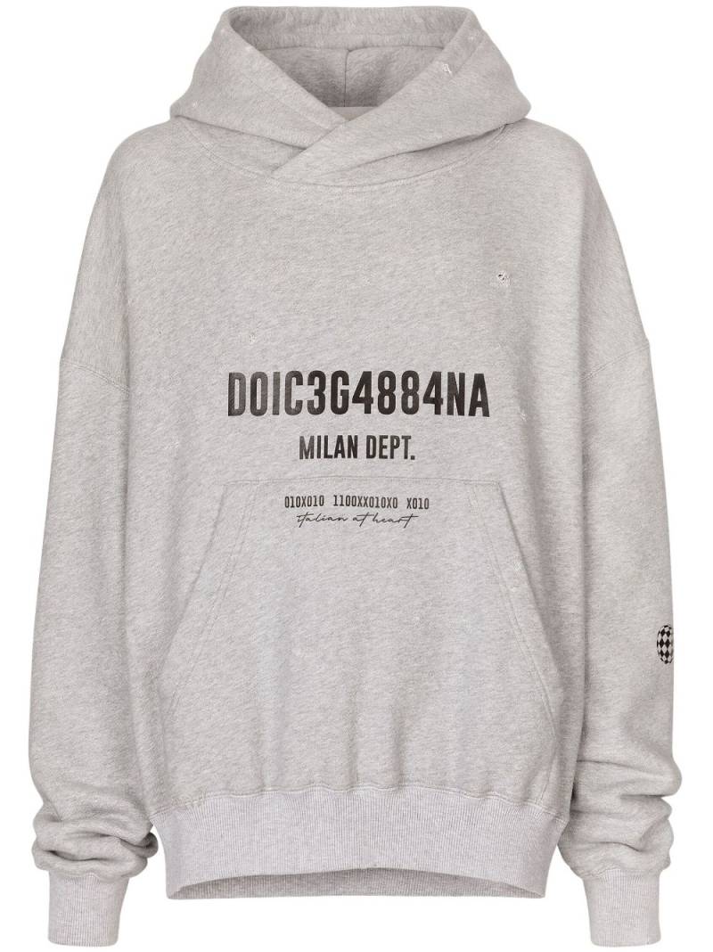 Dolce & Gabbana logo-print cotton hoodie - Grey von Dolce & Gabbana