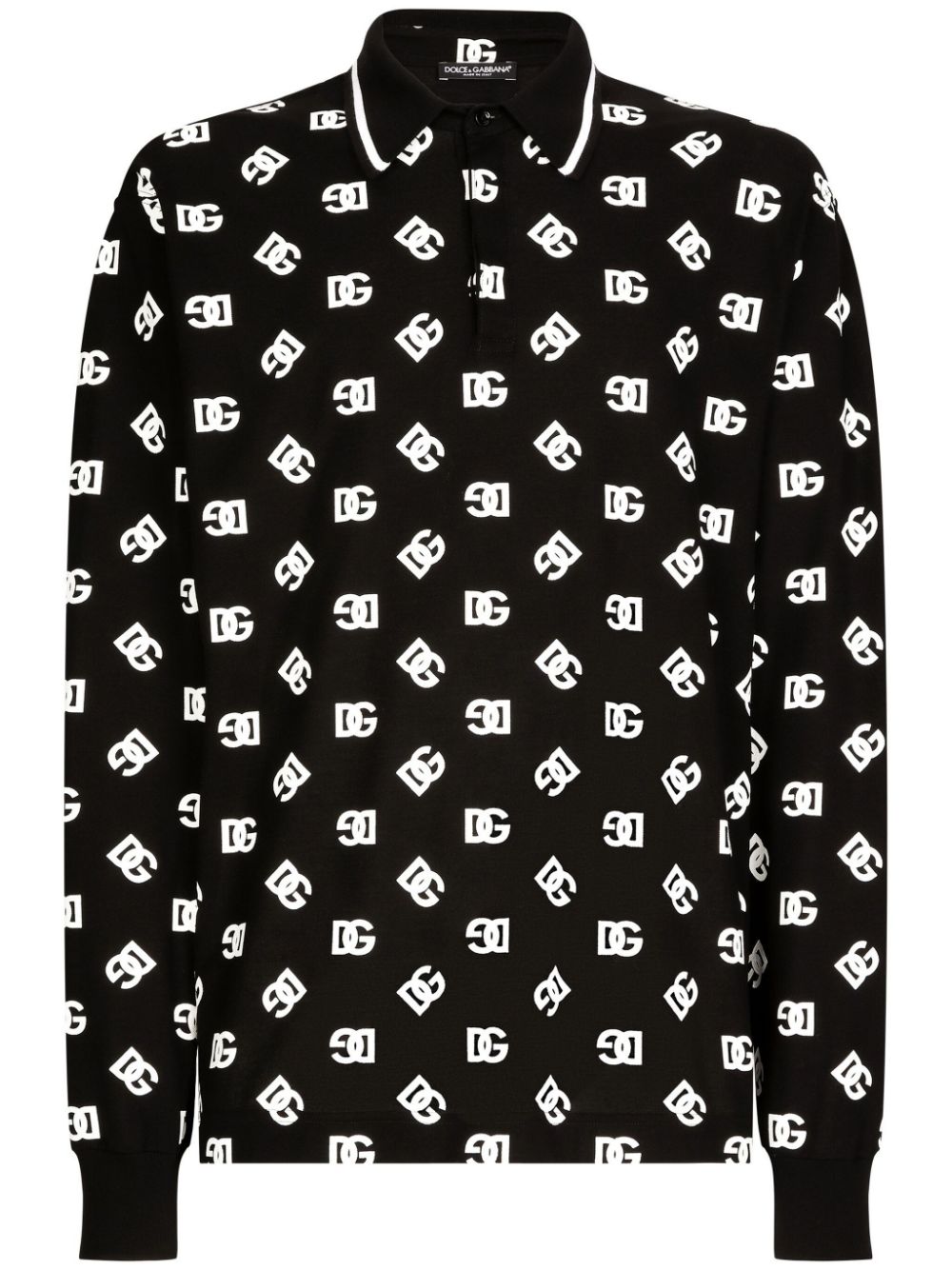 Dolce & Gabbana logo-print cotton polo shirt - Black von Dolce & Gabbana