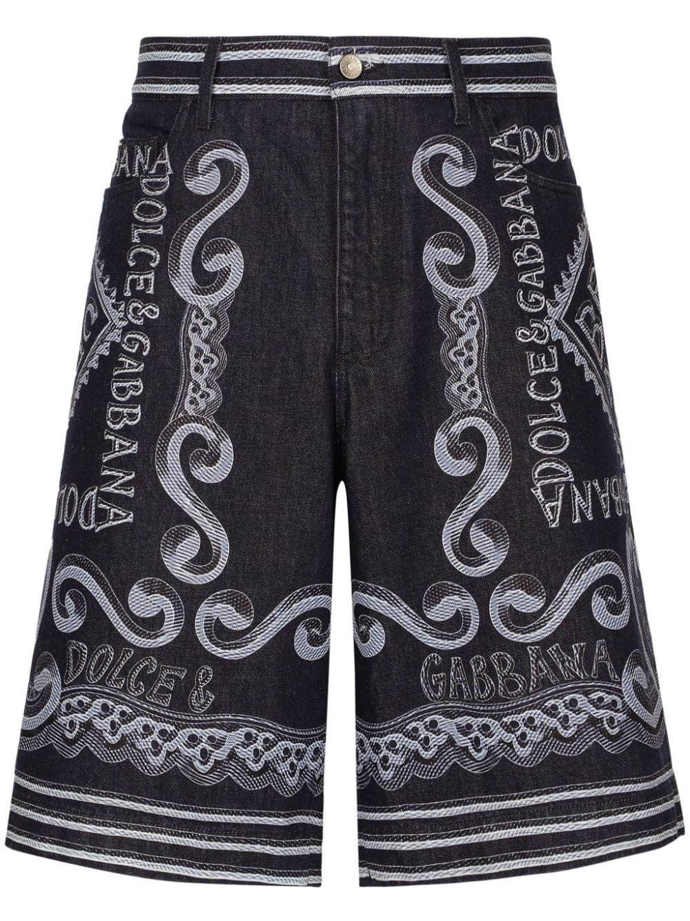 Dolce & Gabbana logo-print denim bermuda shorts - Black von Dolce & Gabbana