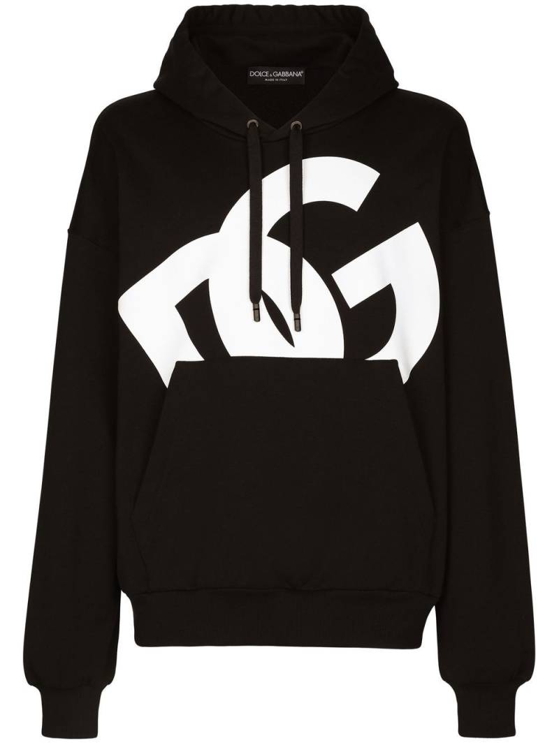 Dolce & Gabbana logo-print drawstring hoodie - Black von Dolce & Gabbana