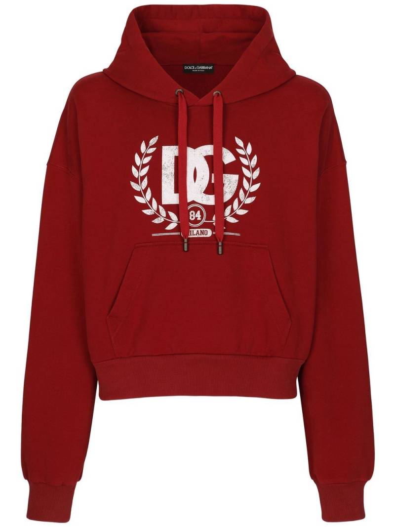 Dolce & Gabbana logo-print drawstring hoodie - Red von Dolce & Gabbana