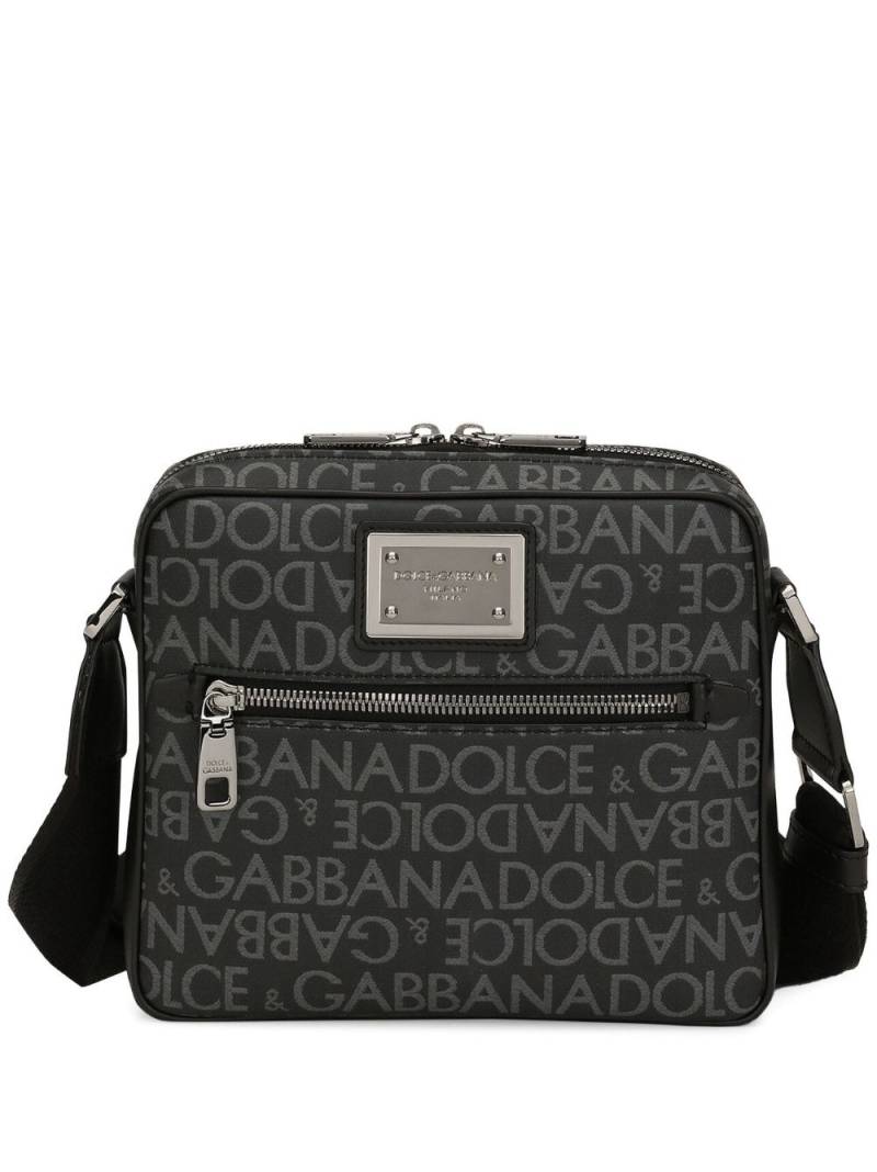 Dolce & Gabbana logo-print jacquard zipped shoulder bag - Grey von Dolce & Gabbana