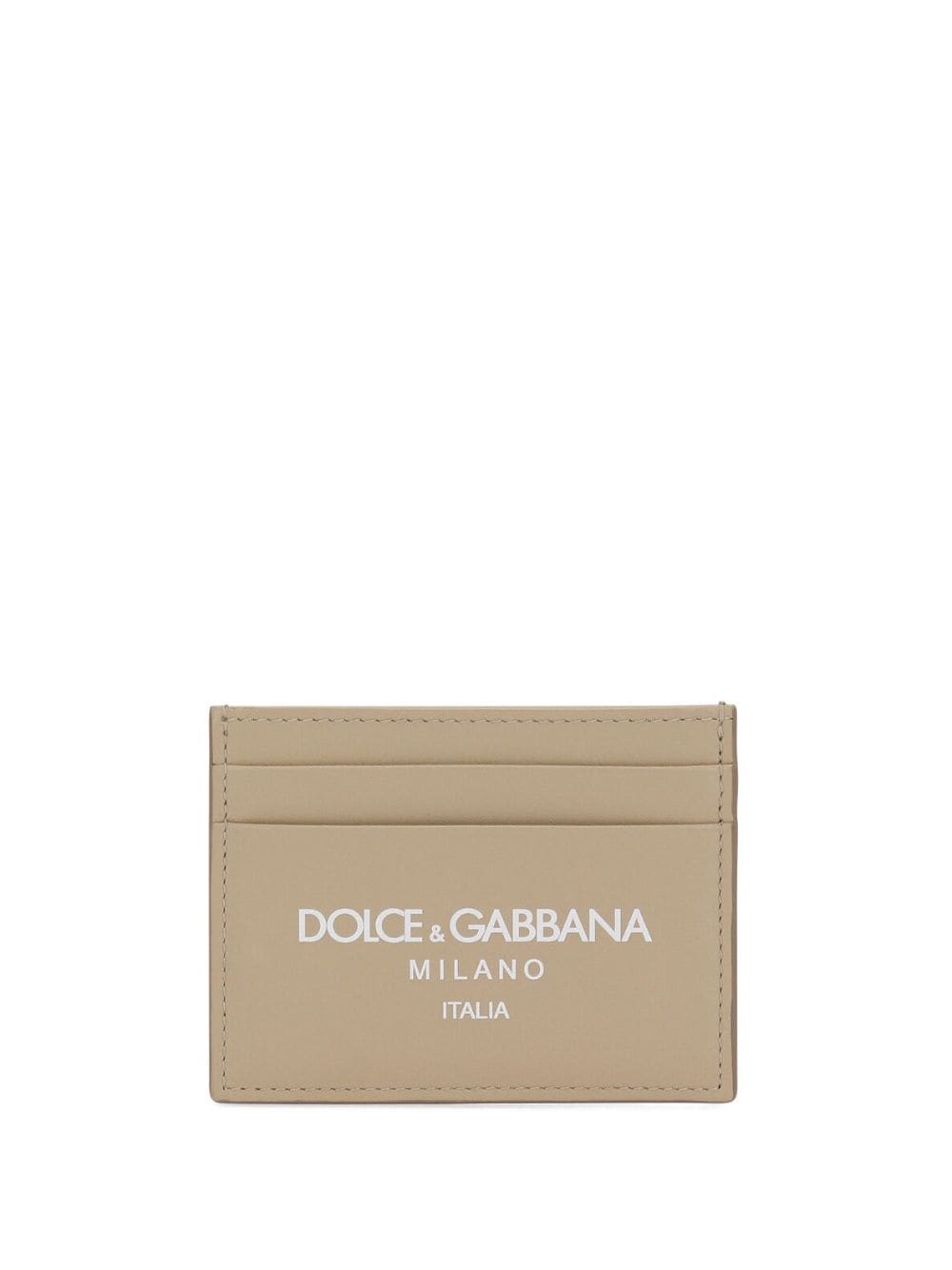 Dolce & Gabbana logo-print leather cardholder - Neutrals von Dolce & Gabbana