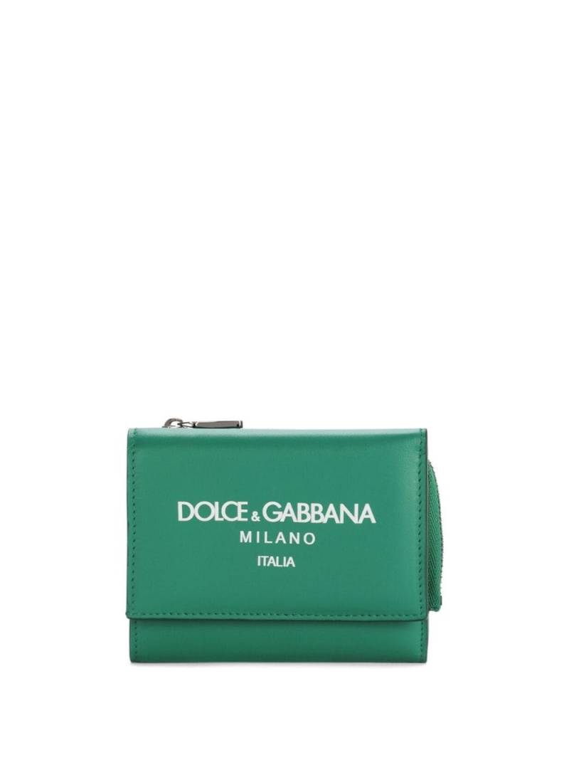 Dolce & Gabbana logo-print leather wallet - Green von Dolce & Gabbana