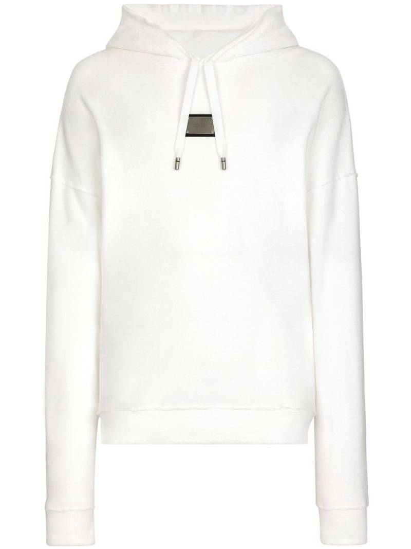 Dolce & Gabbana logo-print long-sleeved cotton hoodie - White von Dolce & Gabbana