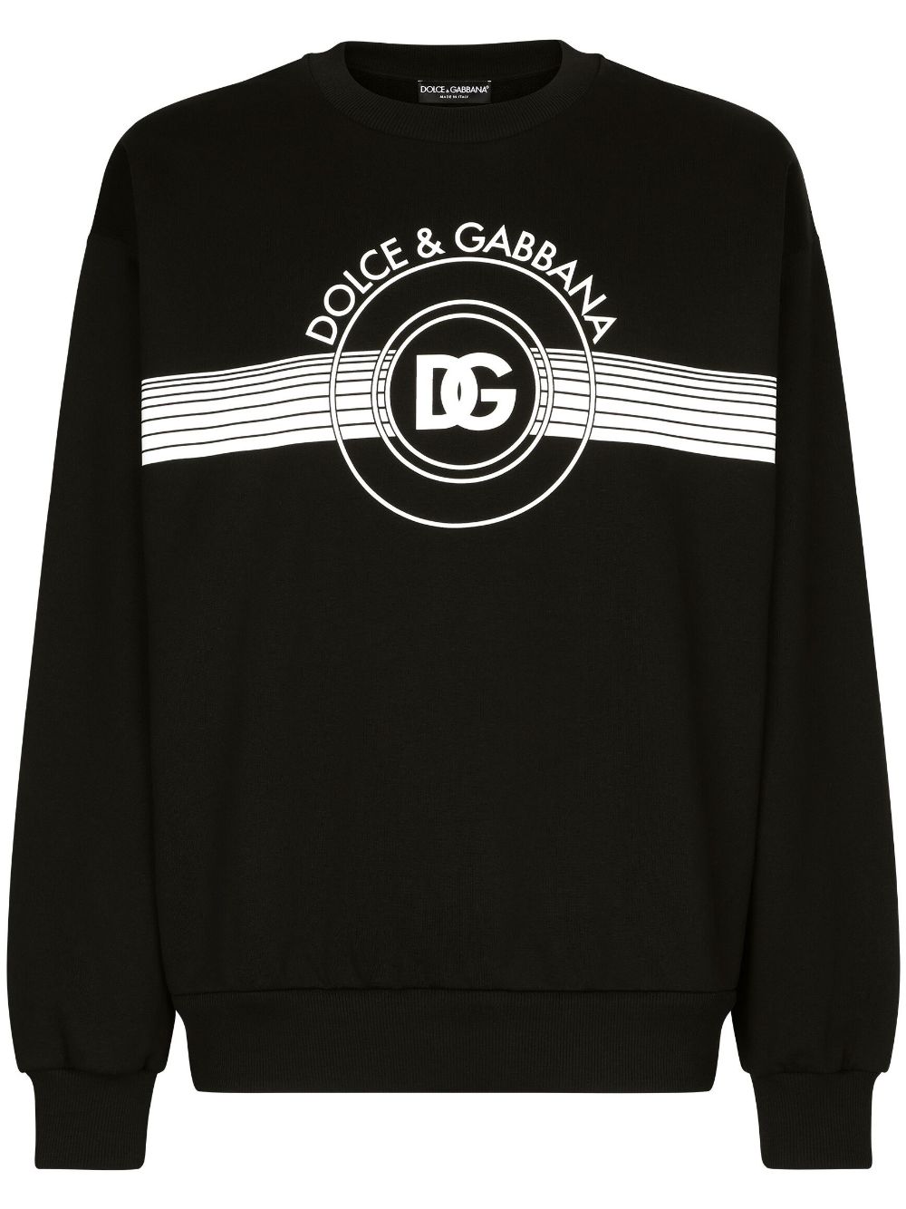 Dolce & Gabbana logo-print long-sleeved cotton sweatshirt - Black von Dolce & Gabbana