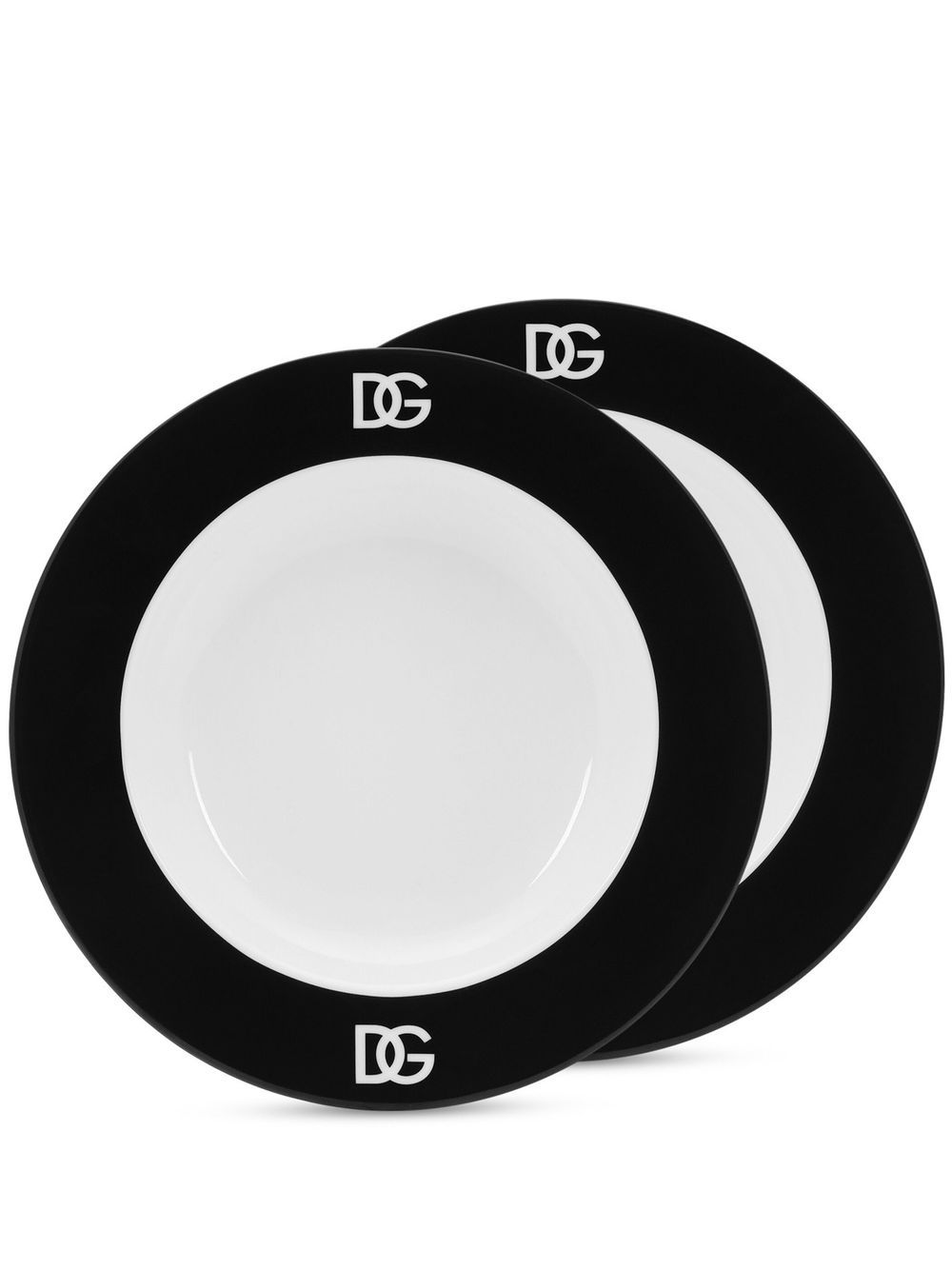 Dolce & Gabbana logo-print porcelain soup plates (set of 2) - White von Dolce & Gabbana