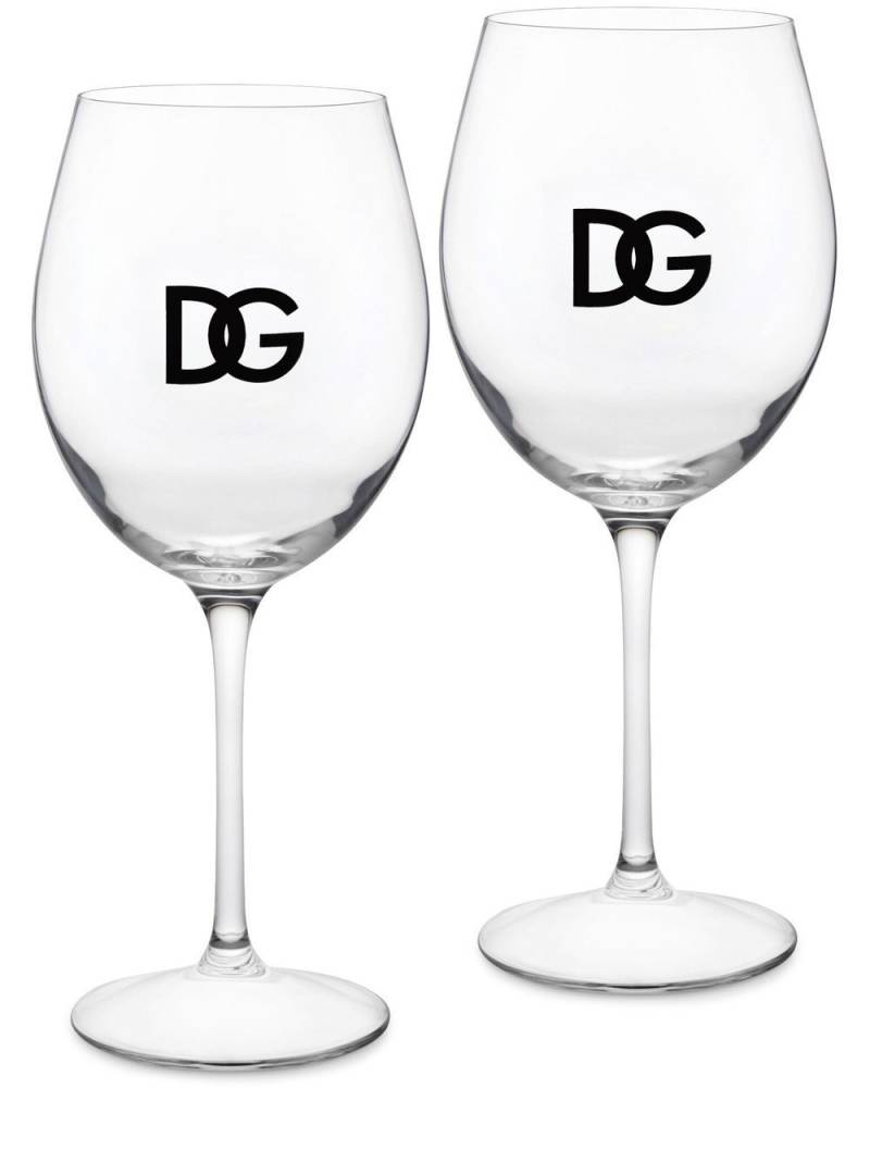 Dolce & Gabbana logo-print set of two wine glasses - Neutrals von Dolce & Gabbana