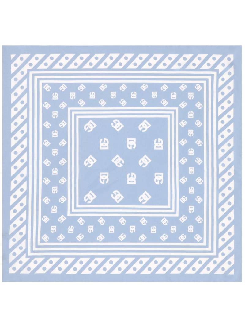 Dolce & Gabbana logo-print silk scarf - Blue von Dolce & Gabbana