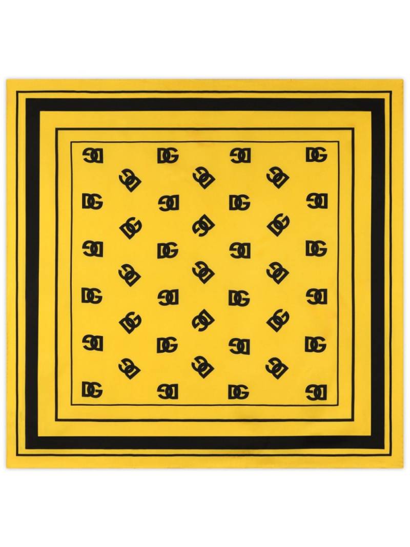 Dolce & Gabbana logo-print silk scarf - Yellow von Dolce & Gabbana