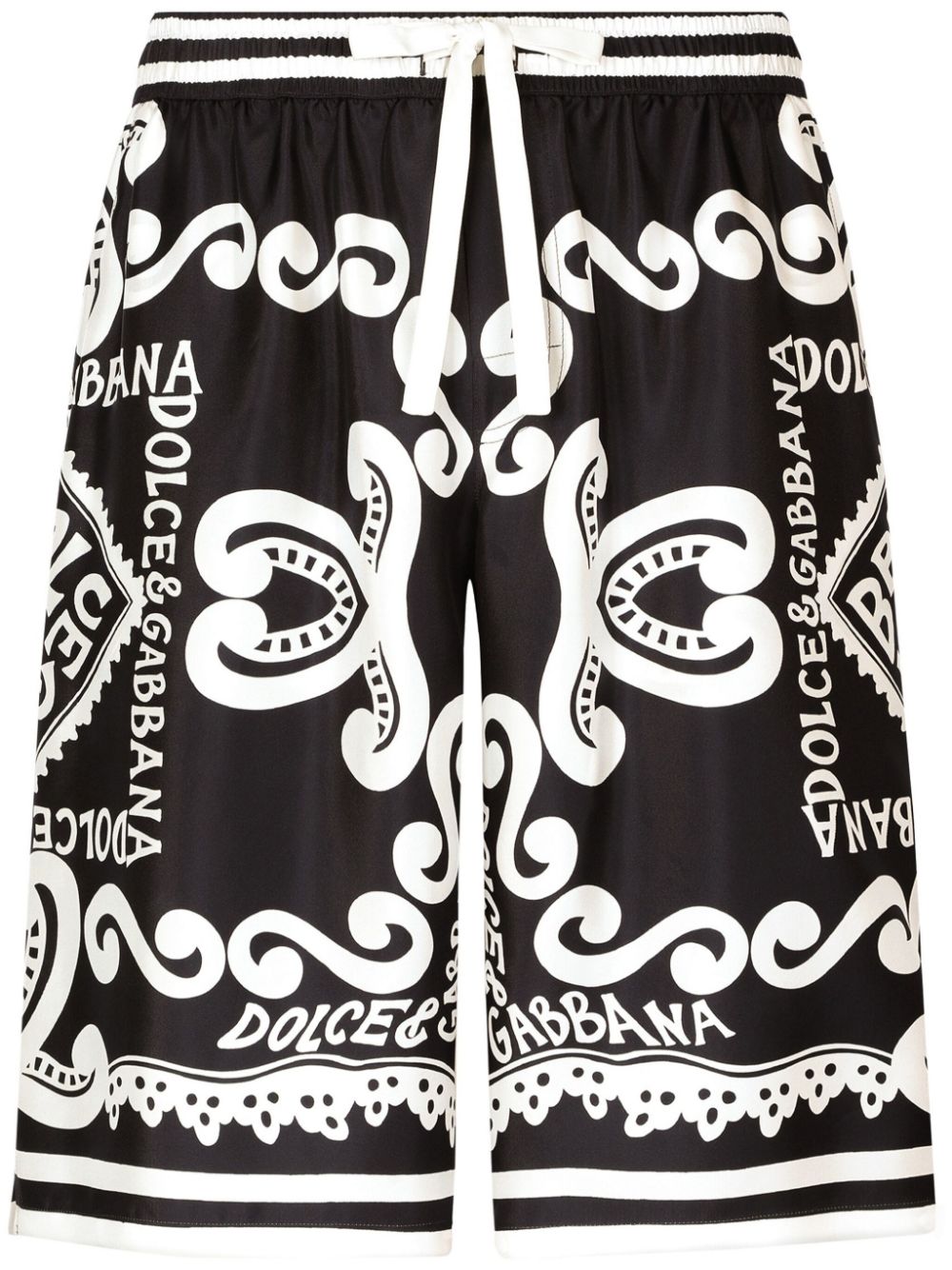 Dolce & Gabbana logo-print silk shorts - Black von Dolce & Gabbana