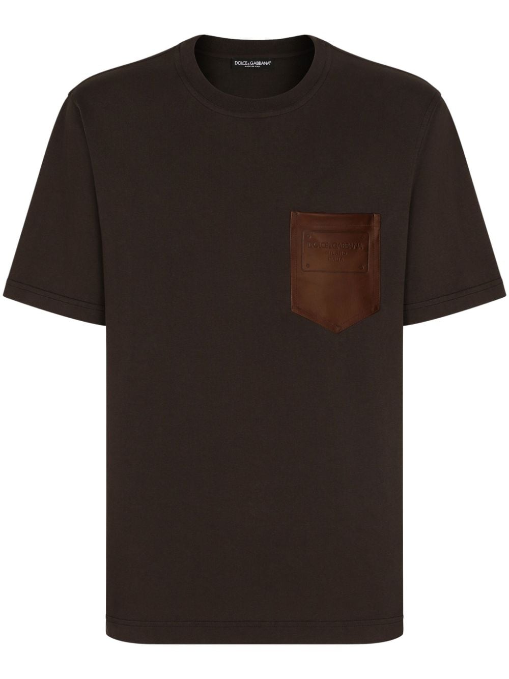 Dolce & Gabbana logo-stamp cotton T-shirt - Brown von Dolce & Gabbana