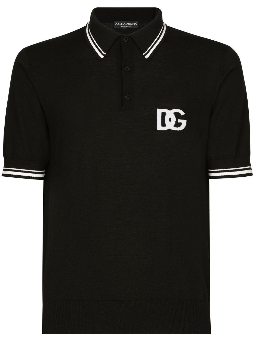 Dolce & Gabbana logo stripe-trim polo shirt - Black von Dolce & Gabbana