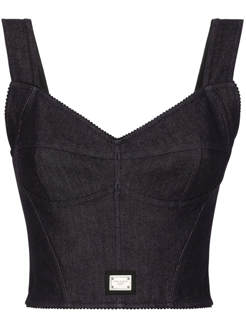 Dolce & Gabbana logo-tag denim corset top - Black von Dolce & Gabbana