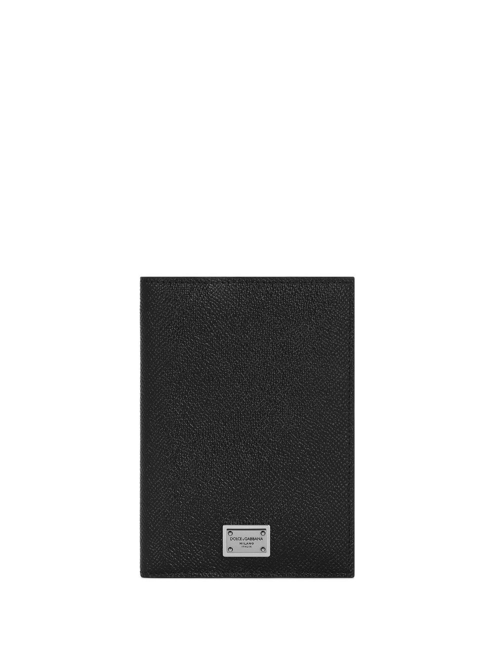 Dolce & Gabbana logo-tag leather passport holder - Black von Dolce & Gabbana