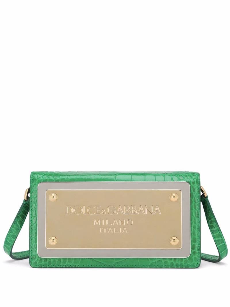 Dolce & Gabbana logo-tag leather phone bag - Green von Dolce & Gabbana