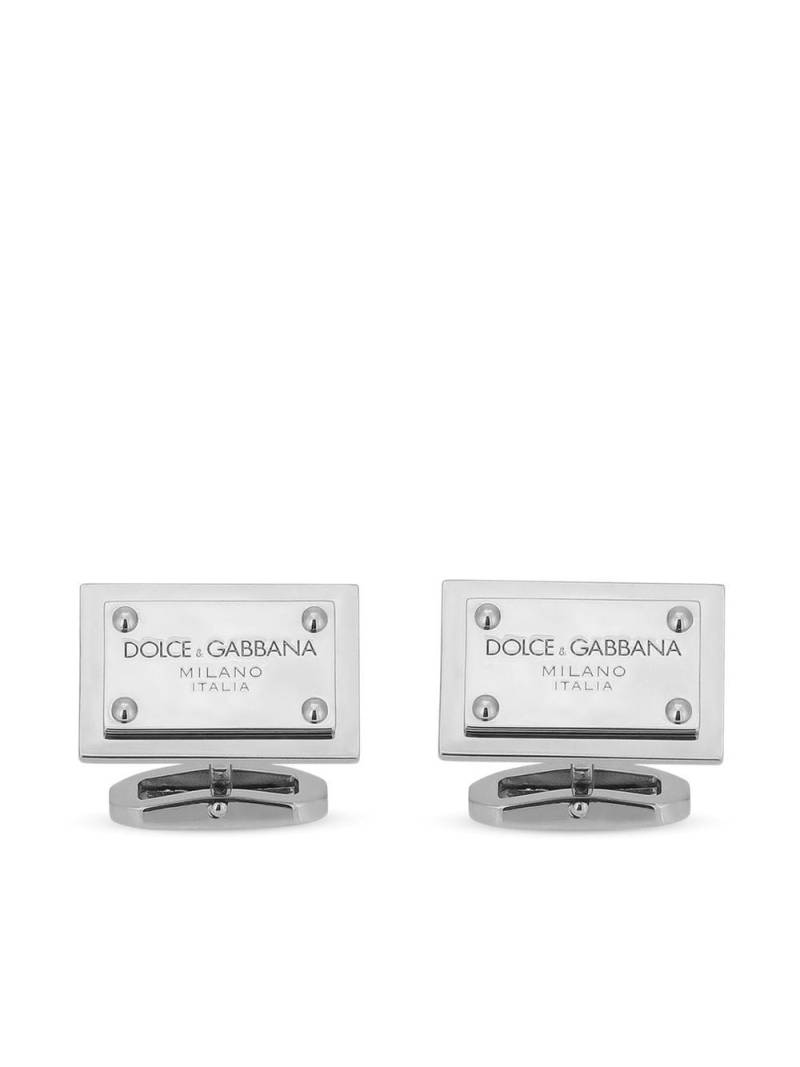 Dolce & Gabbana logo-tag square cufflinks - Silver von Dolce & Gabbana