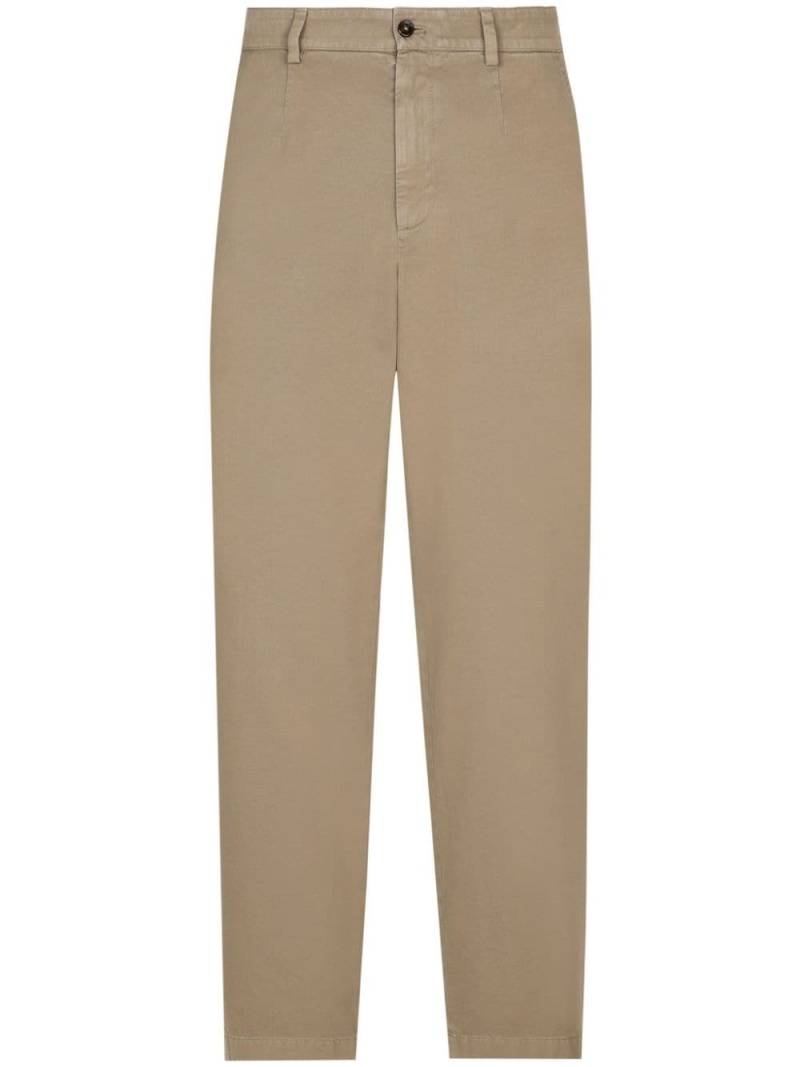 Dolce & Gabbana logo-tag straight-leg trousers - Neutrals von Dolce & Gabbana