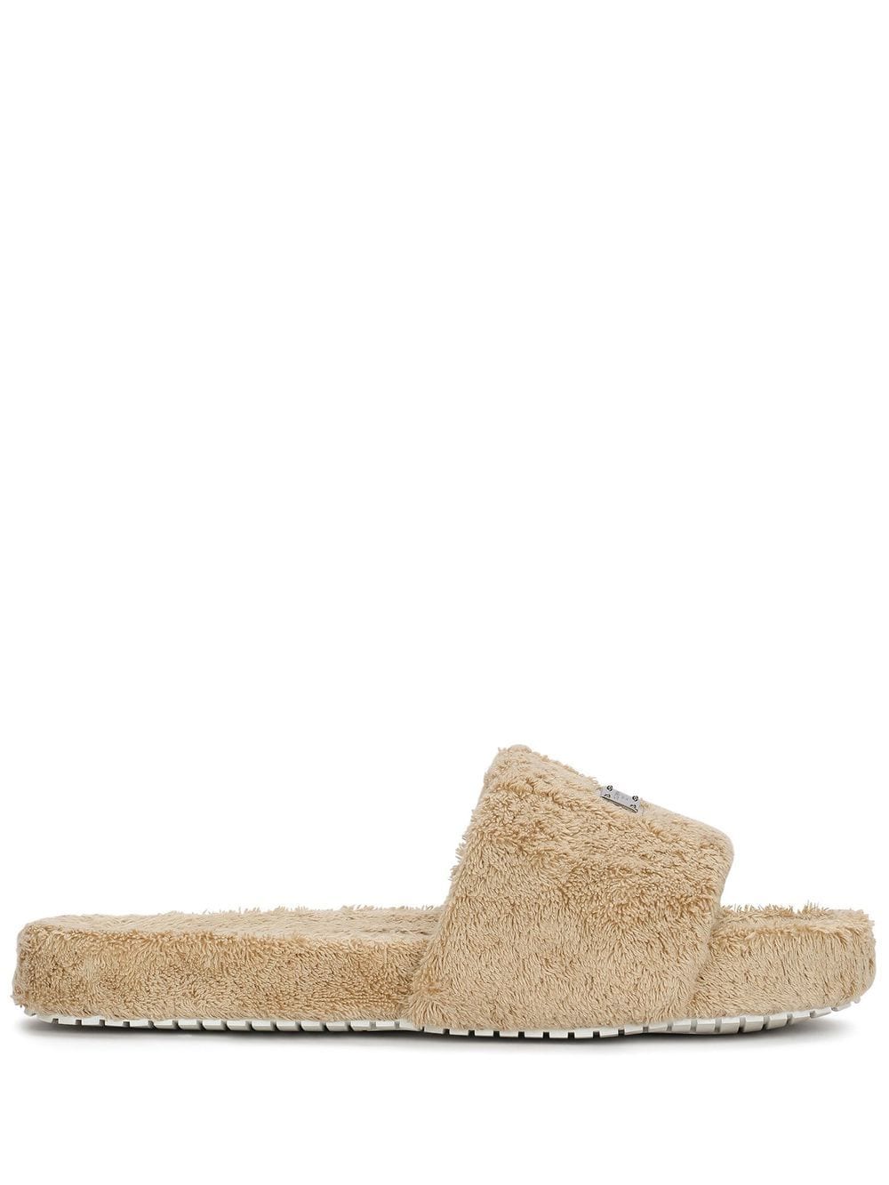 Dolce & Gabbana logo-tag terrycloth slides - Brown von Dolce & Gabbana