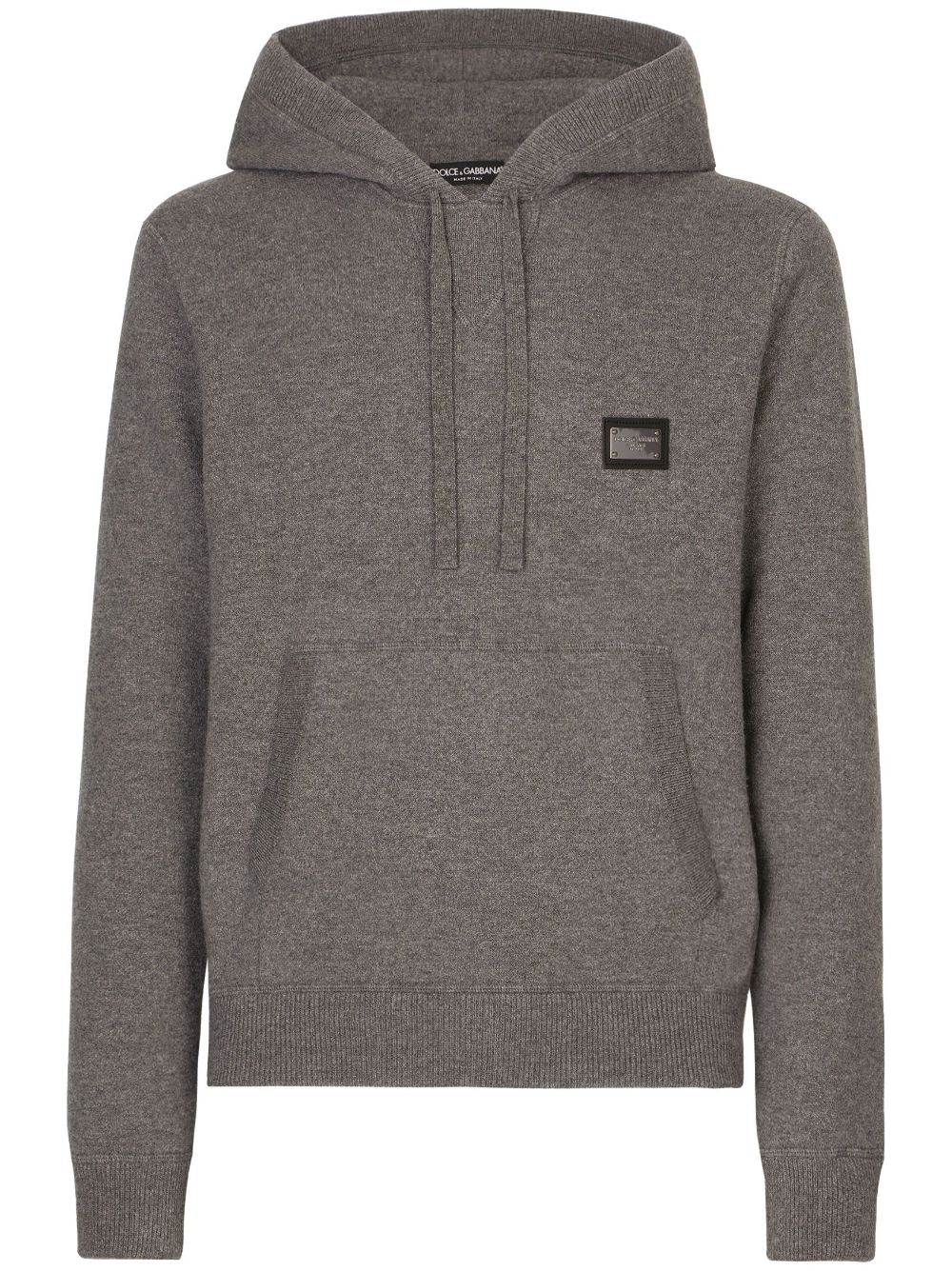 Dolce & Gabbana logo-tag wool-cashmere hoodie - Grey von Dolce & Gabbana