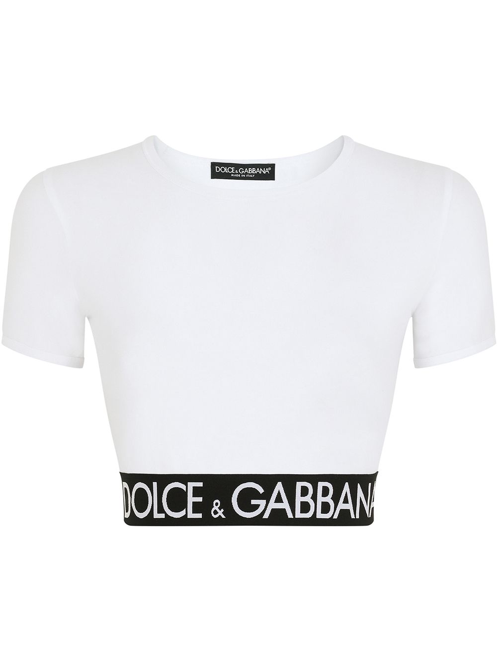 Dolce & Gabbana logo-underband cropped T-shirt - White von Dolce & Gabbana