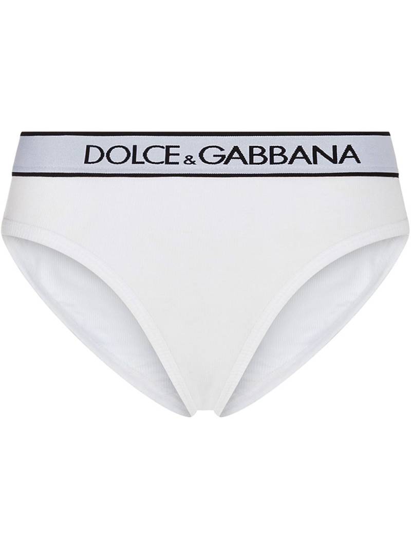 Dolce & Gabbana logo-waistband ribbed briefs - White von Dolce & Gabbana