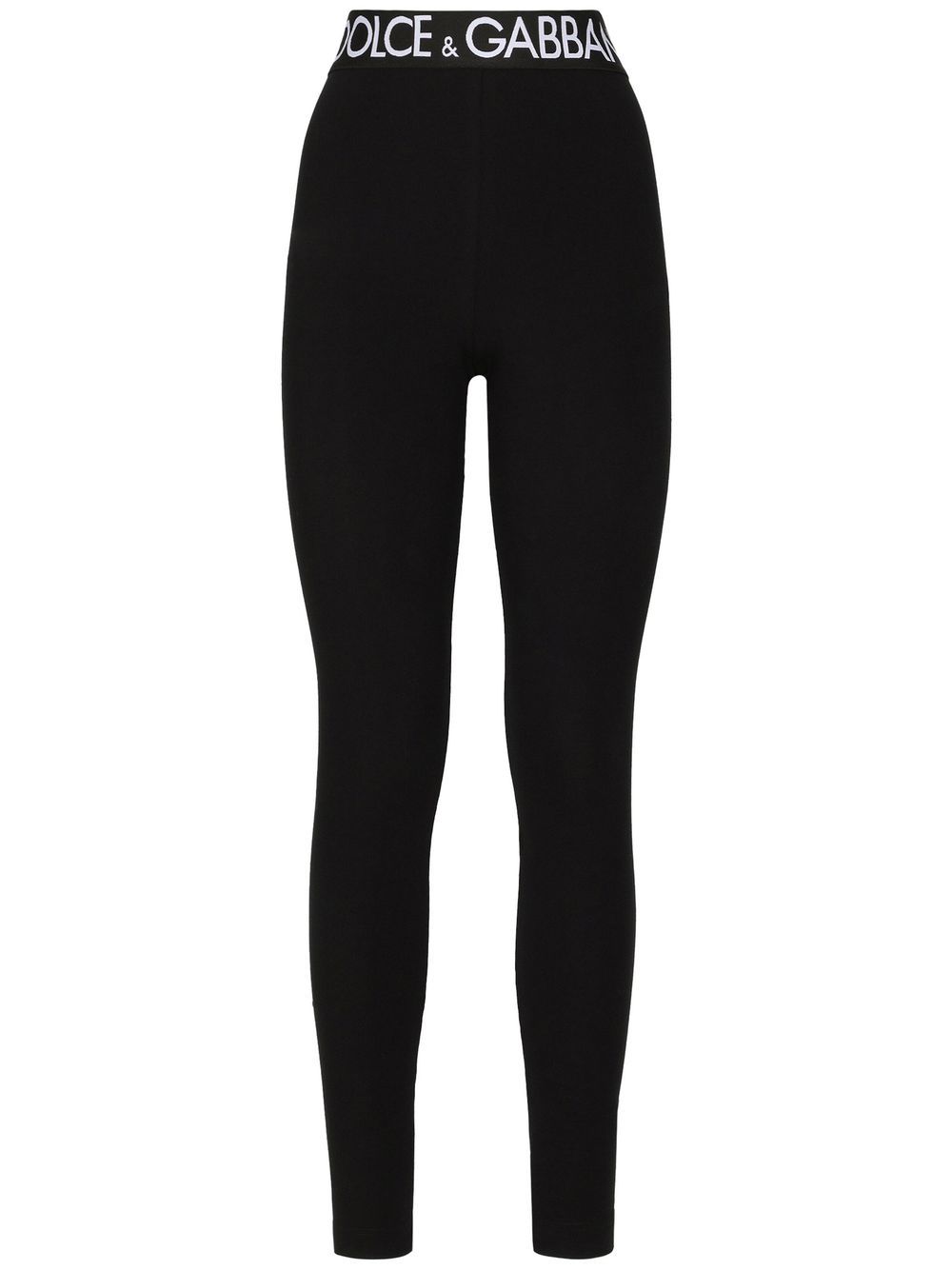 Dolce & Gabbana logo-waistband jersey leggings - Black von Dolce & Gabbana