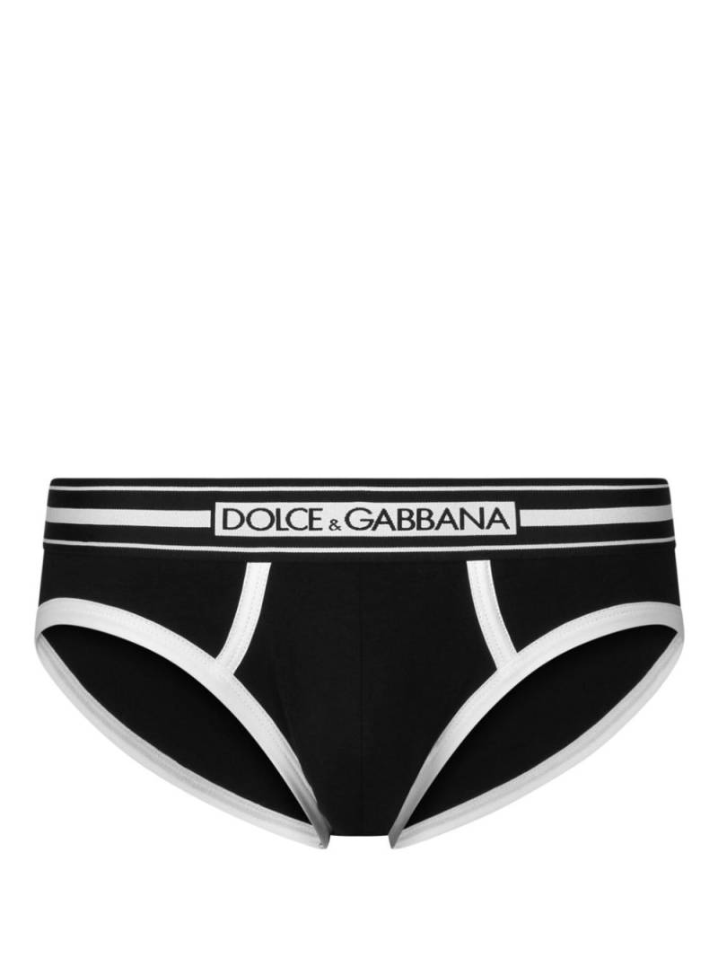 Dolce & Gabbana logo-waistband jersey trunks - Black von Dolce & Gabbana