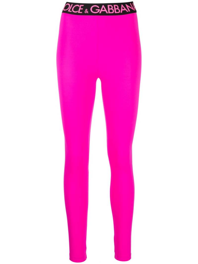 Dolce & Gabbana logo-waistband leggings - Pink von Dolce & Gabbana