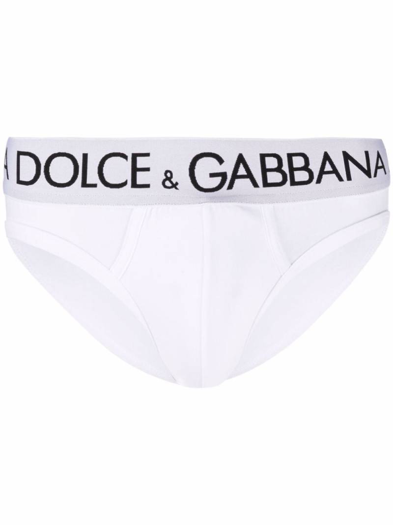 Dolce & Gabbana logo-waistband stretch-cotton briefs - White von Dolce & Gabbana