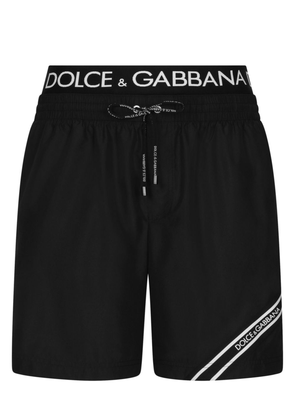 Dolce & Gabbana logo-waistband swim shorts - Black von Dolce & Gabbana