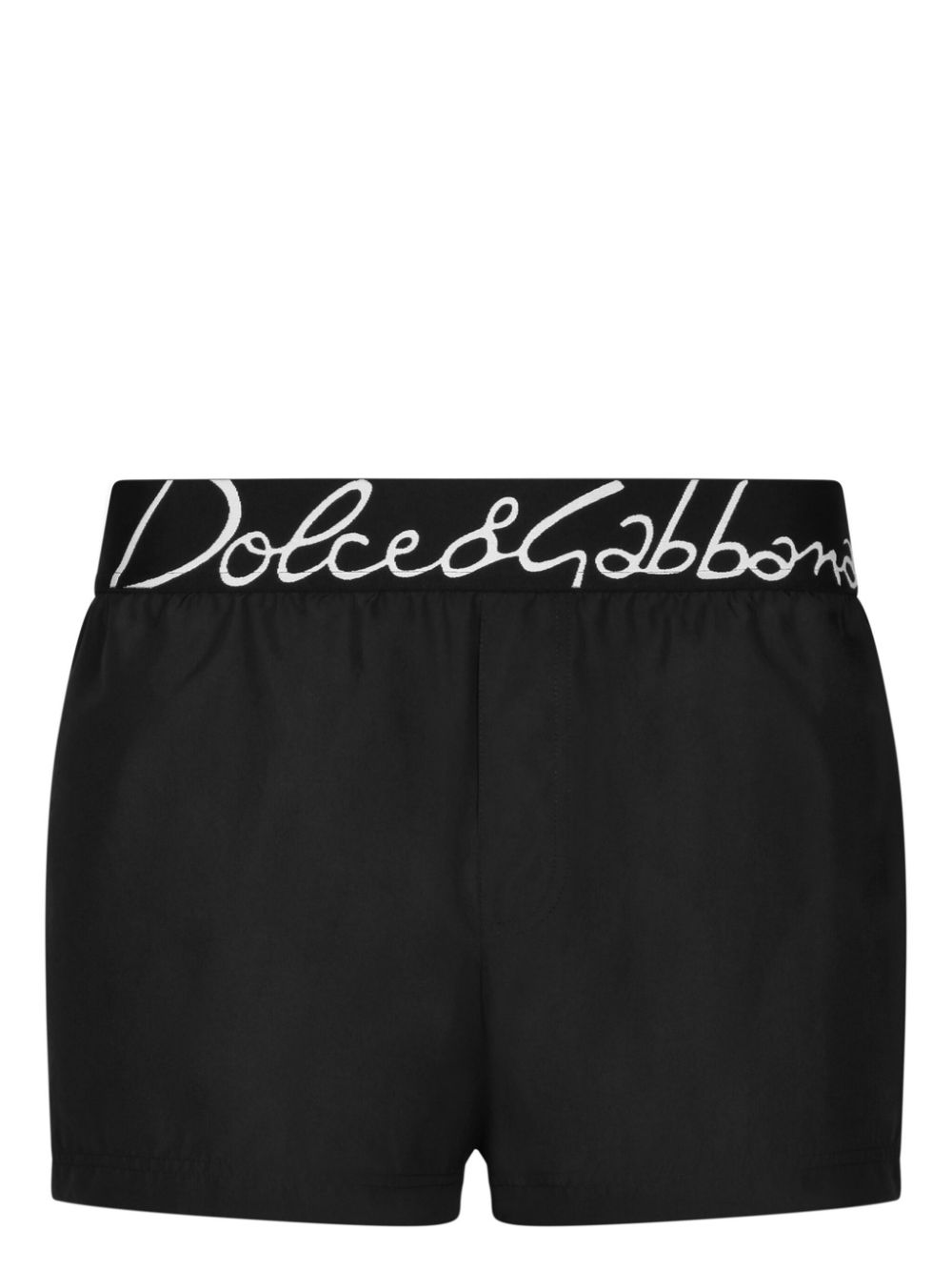 Dolce & Gabbana logo-waistband swim shorts - Black von Dolce & Gabbana