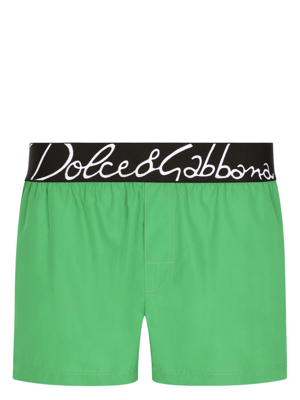 Dolce & Gabbana logo-waistband swim shorts - Green von Dolce & Gabbana