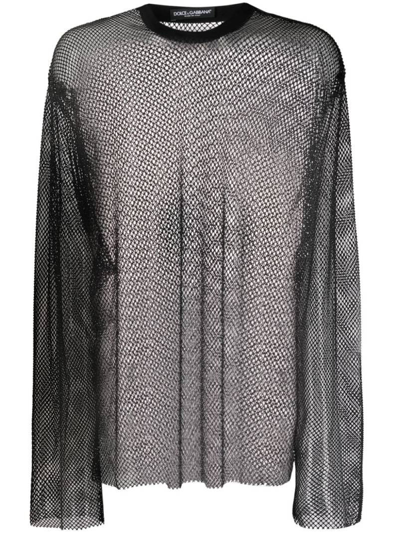 Dolce & Gabbana long-sleeve sheer mesh top - Black von Dolce & Gabbana