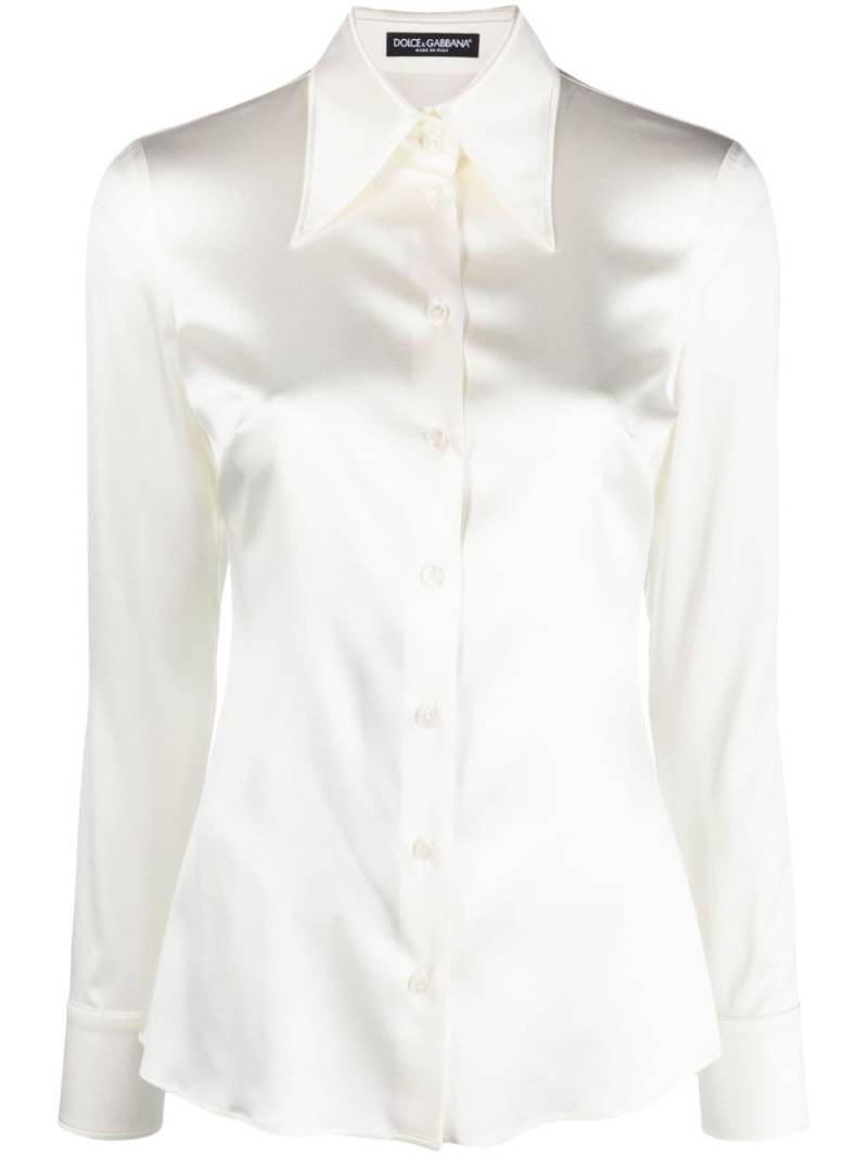 Dolce & Gabbana long-sleeve silk shirt - Neutrals von Dolce & Gabbana