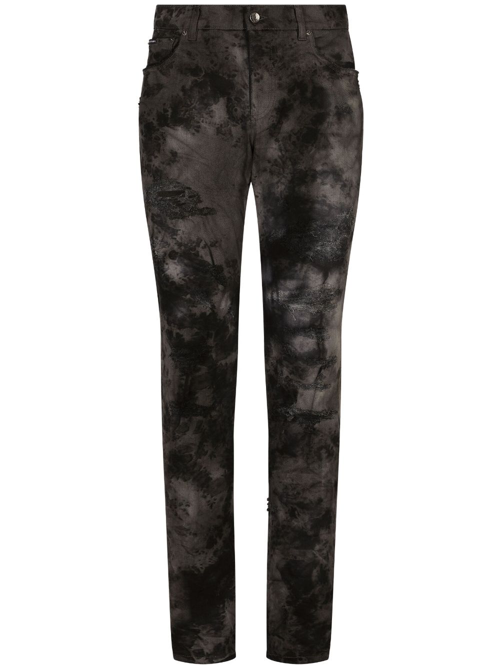 Dolce & Gabbana marbled-effect slim-fit jeans - Black von Dolce & Gabbana