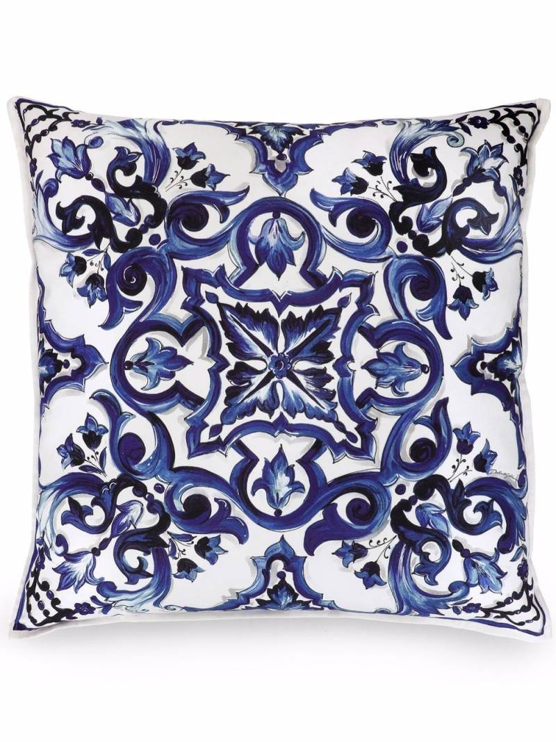 Dolce & Gabbana medium Blu Mediterraneo-print canvas cushion - Blue von Dolce & Gabbana