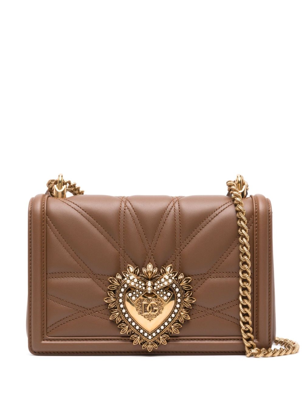 Dolce & Gabbana medium Devotion leather shoulder bag - Brown von Dolce & Gabbana